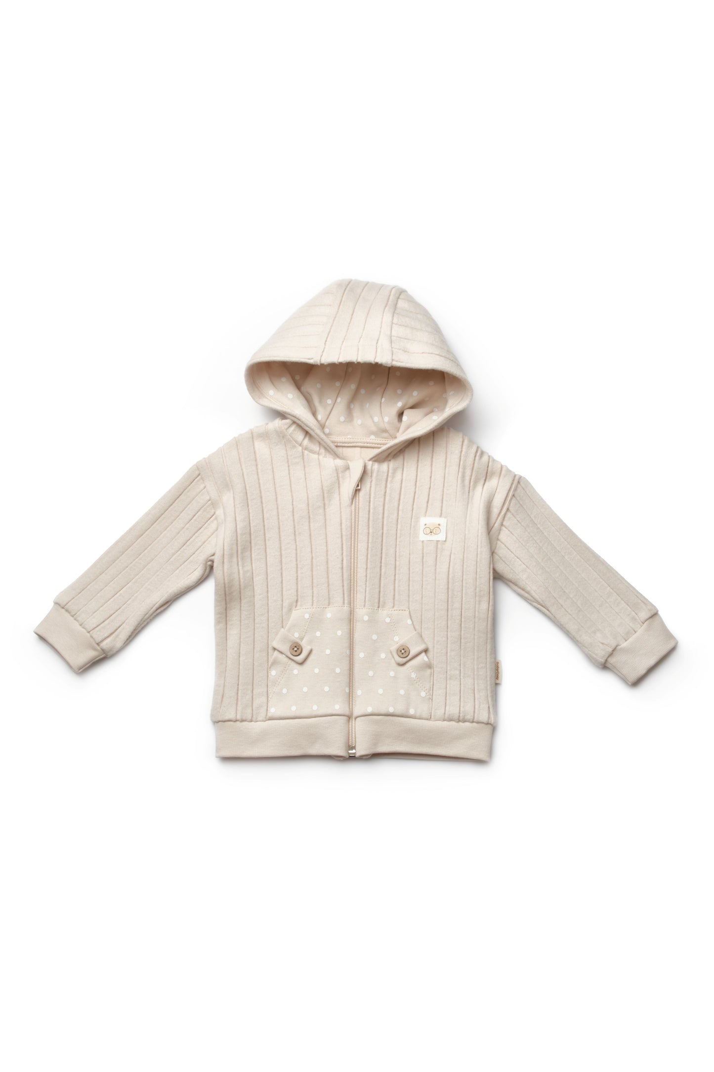 Organic Ribbed Polka Dot Zip-Up Jacket
