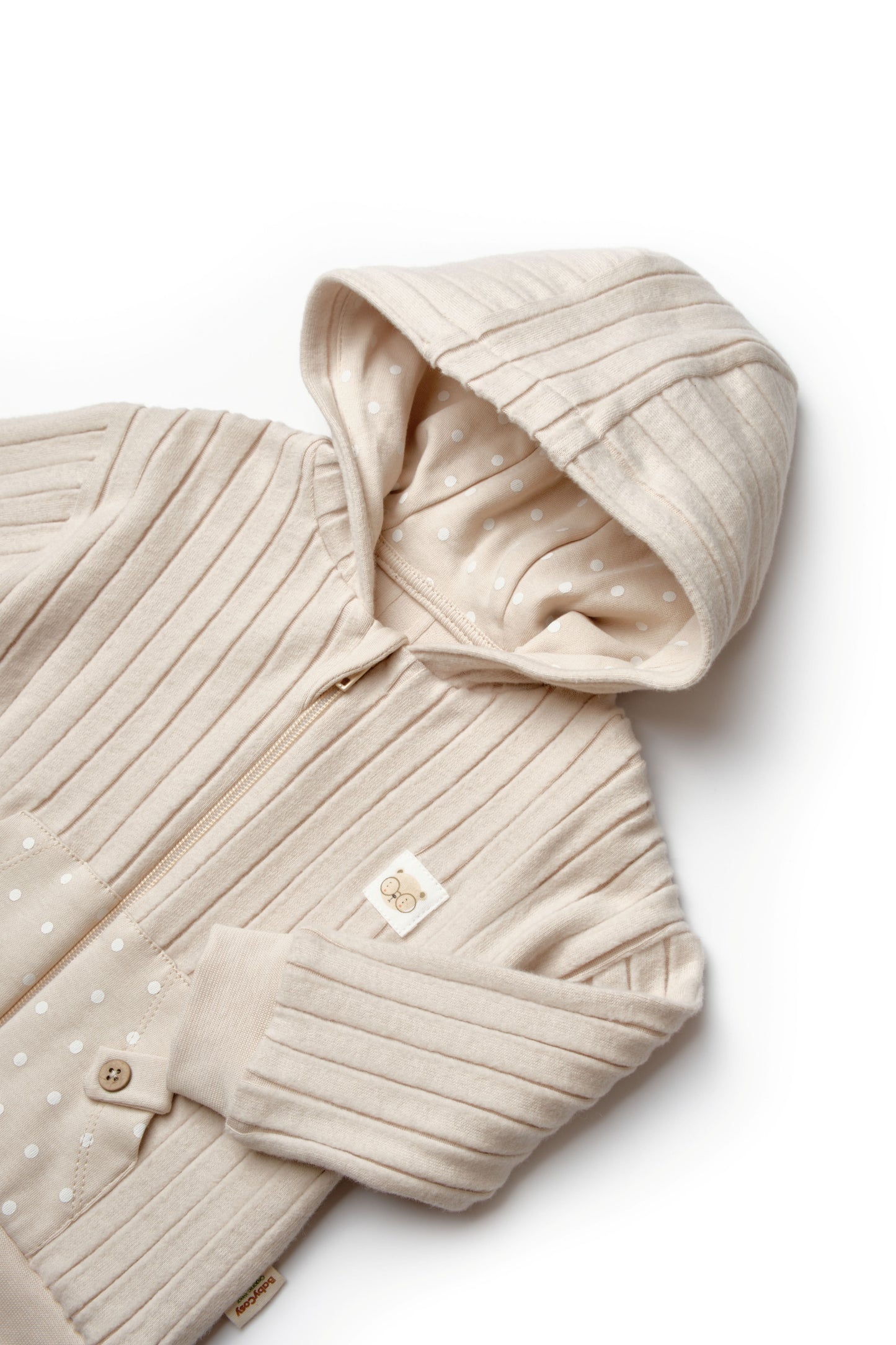 Organic Ribbed Polka Dot Zip-Up Jacket