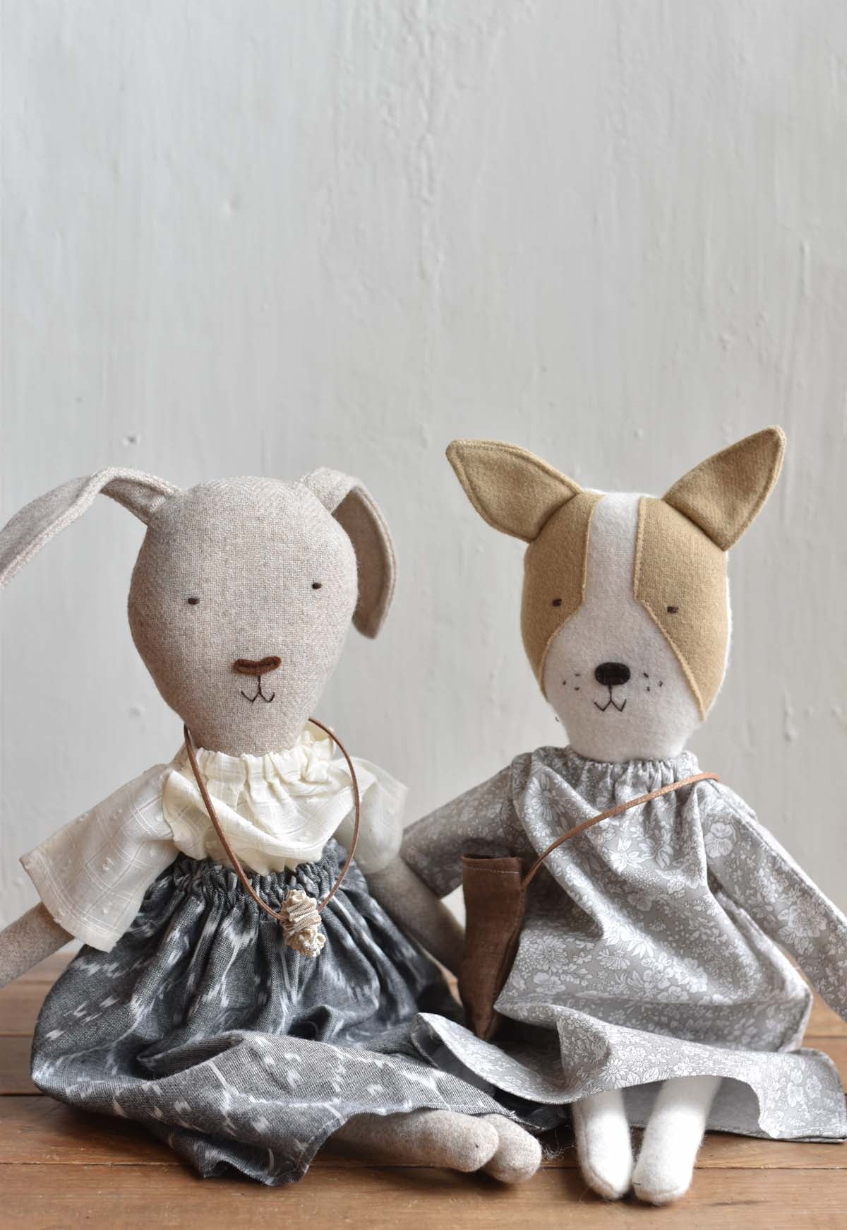 Ruthie the Rabbit doll - Ikat Skirt - Handmade Heirloom Toy | Woolgrass Farm
