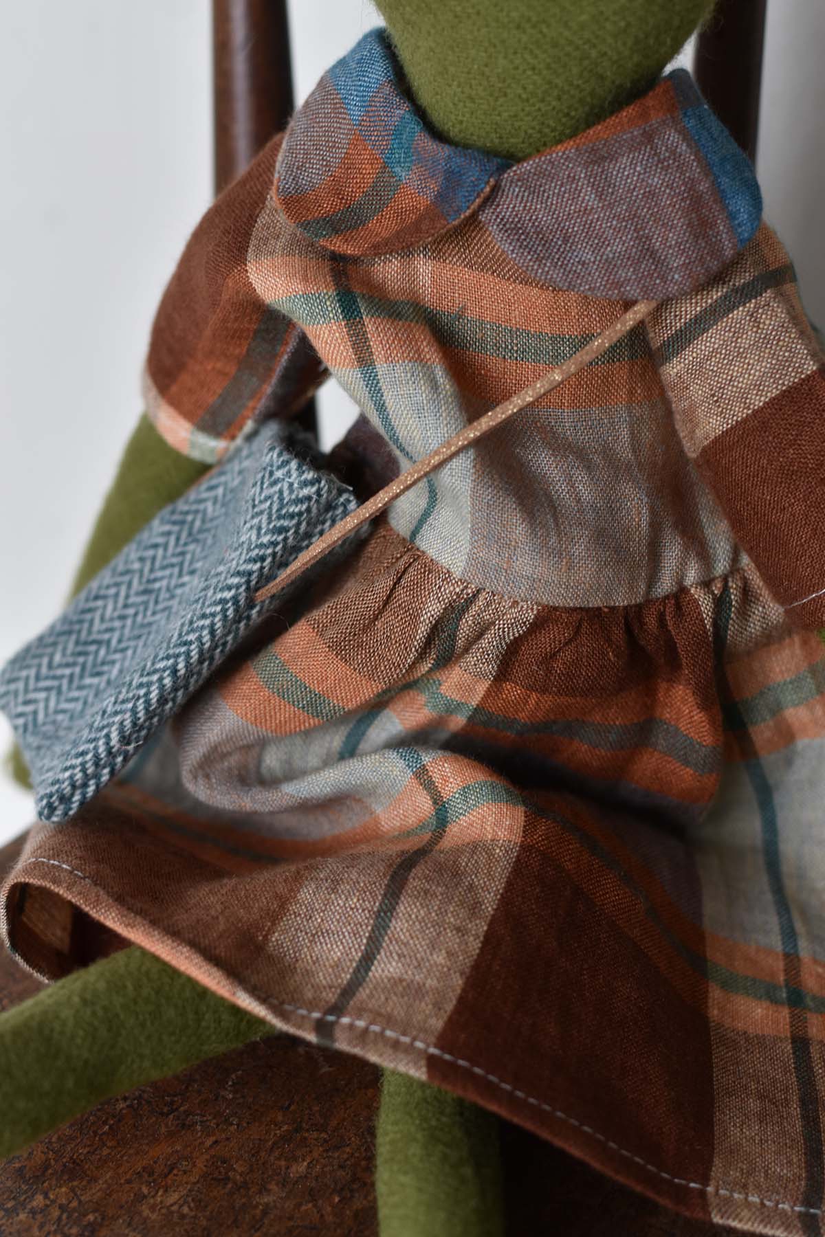 Fern the Frog doll- Ojai Orchard Plaid Gather Dress