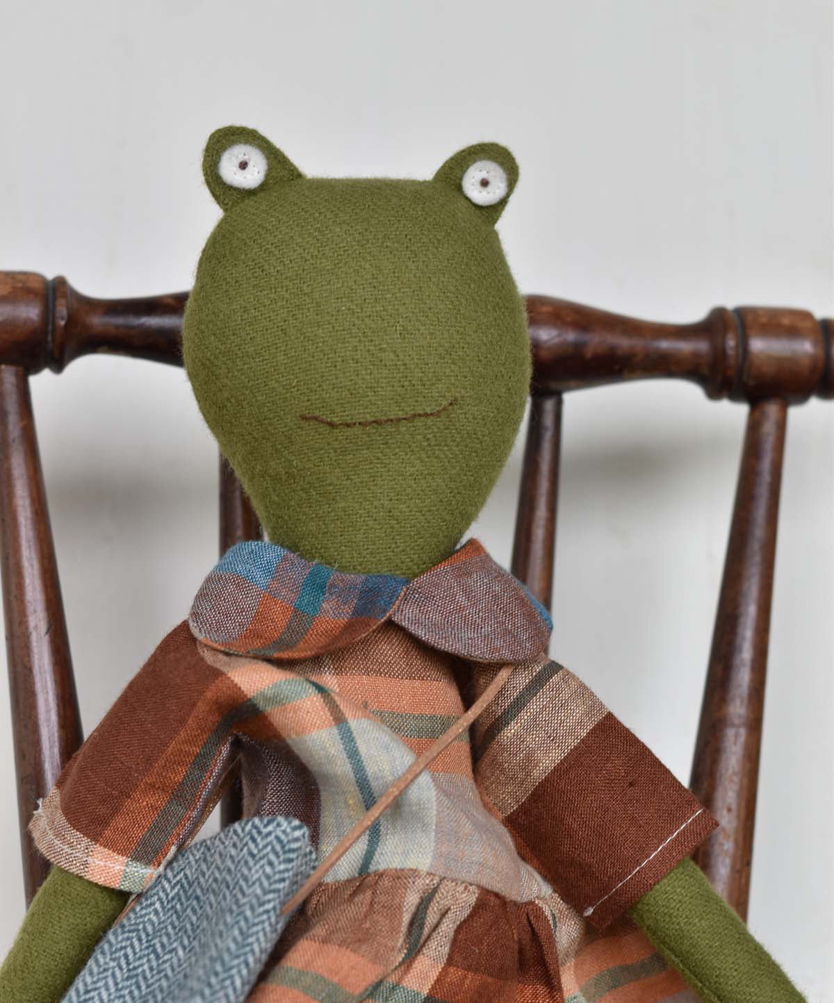 Fern the Frog doll- Ojai Orchard Plaid Gather Dress