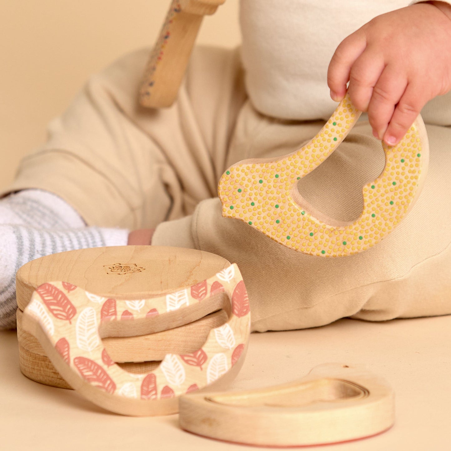 Solid Maple Wood Bird Rattle & Teether (Dots) – Natural Wooden Baby Toy | Made in the USA 🇺🇸