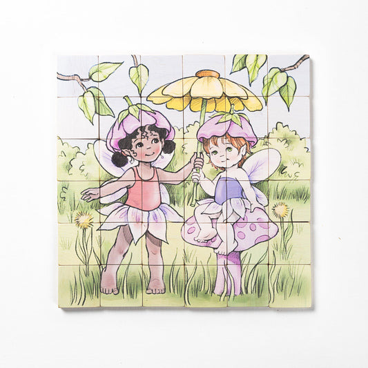 Magic Magnetic Wooden Puzzle with Cotton Bag - Playful Fairies | Made in the Canada | Printed in the USA 🇺🇸