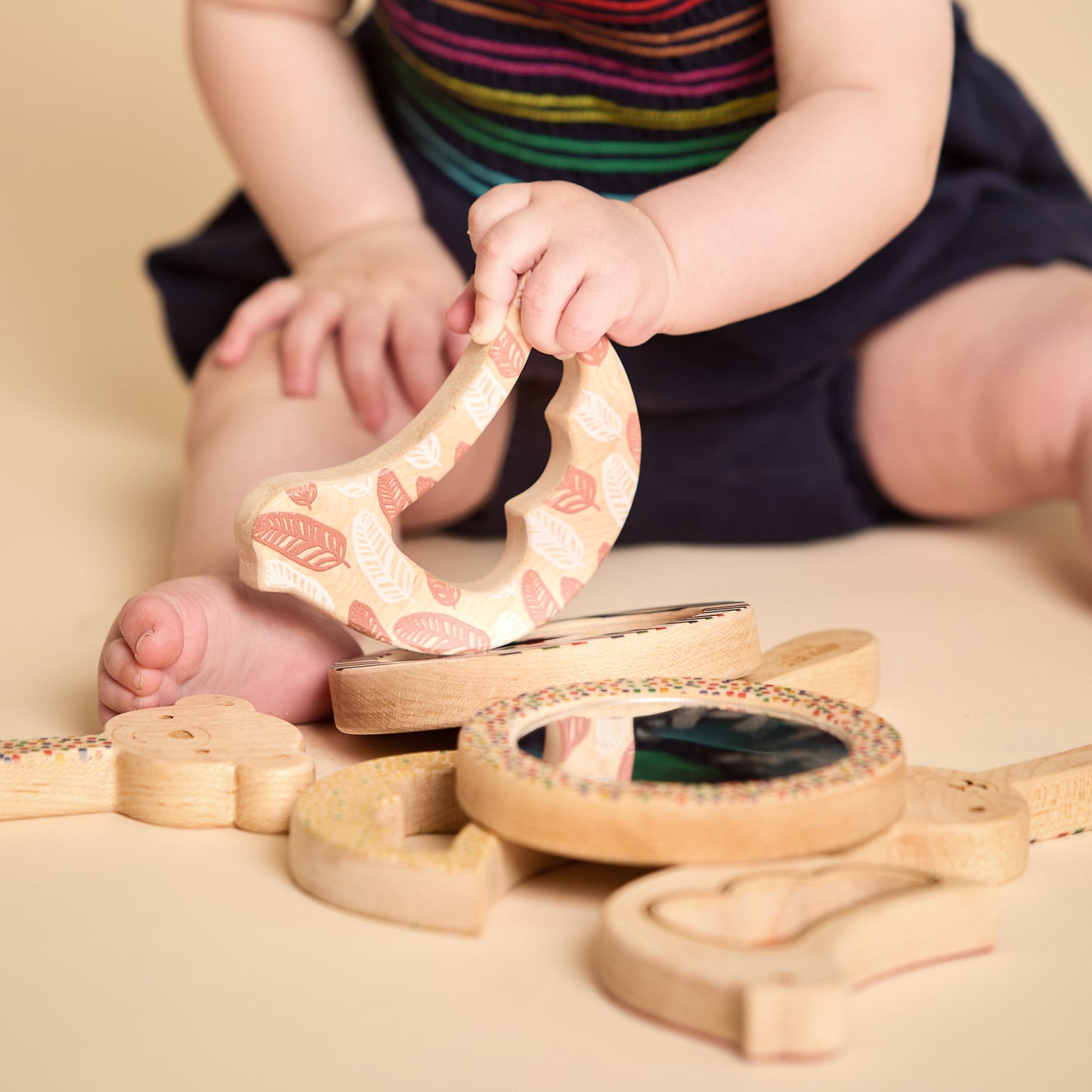 Solid Maple Wood Bird Rattle & Teether (Feathers) – Natural Wooden Baby Toy | Made in the USA 🇺🇸