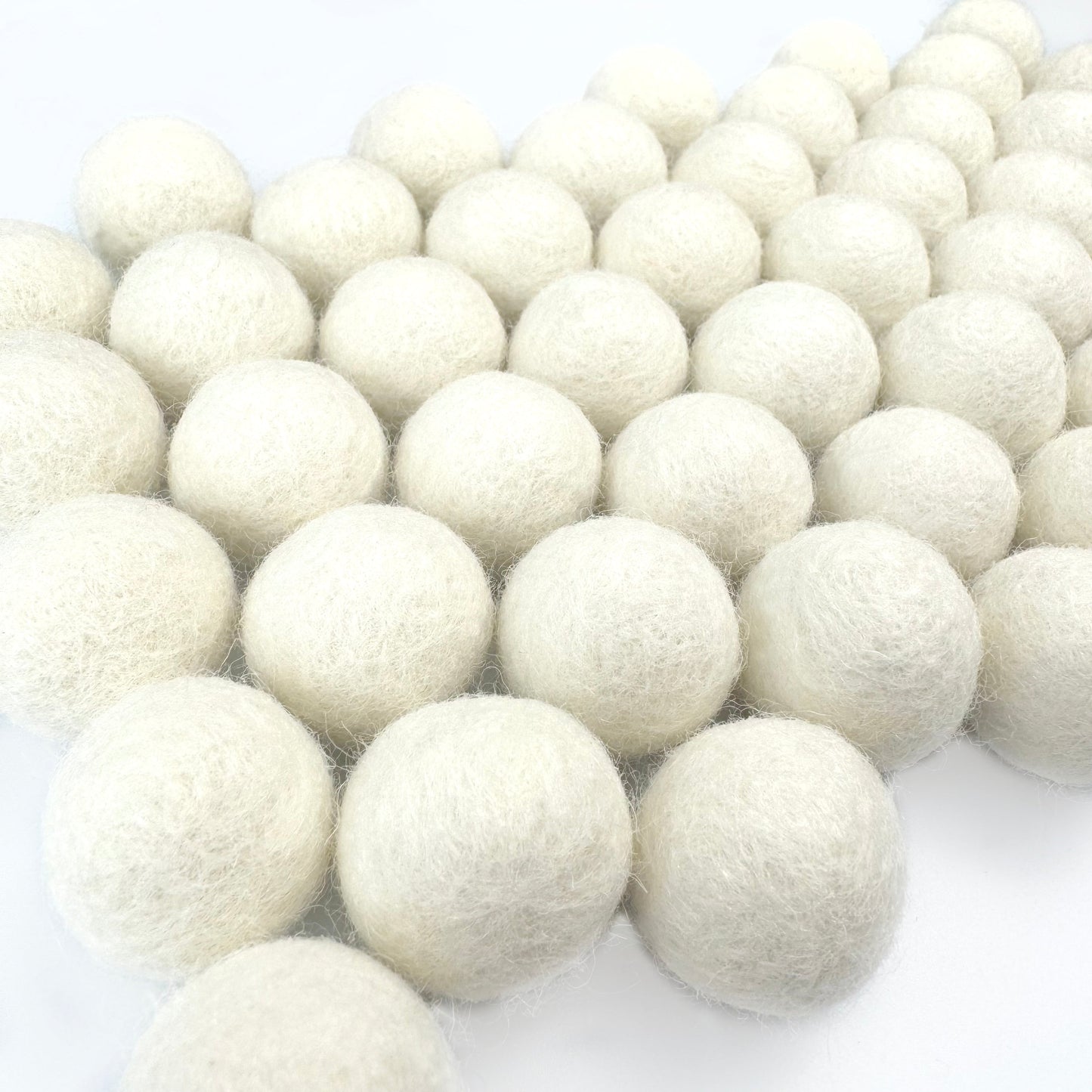 All Natural White Wool Felt Balls for Crafts & Sensory Play (50 Pack)