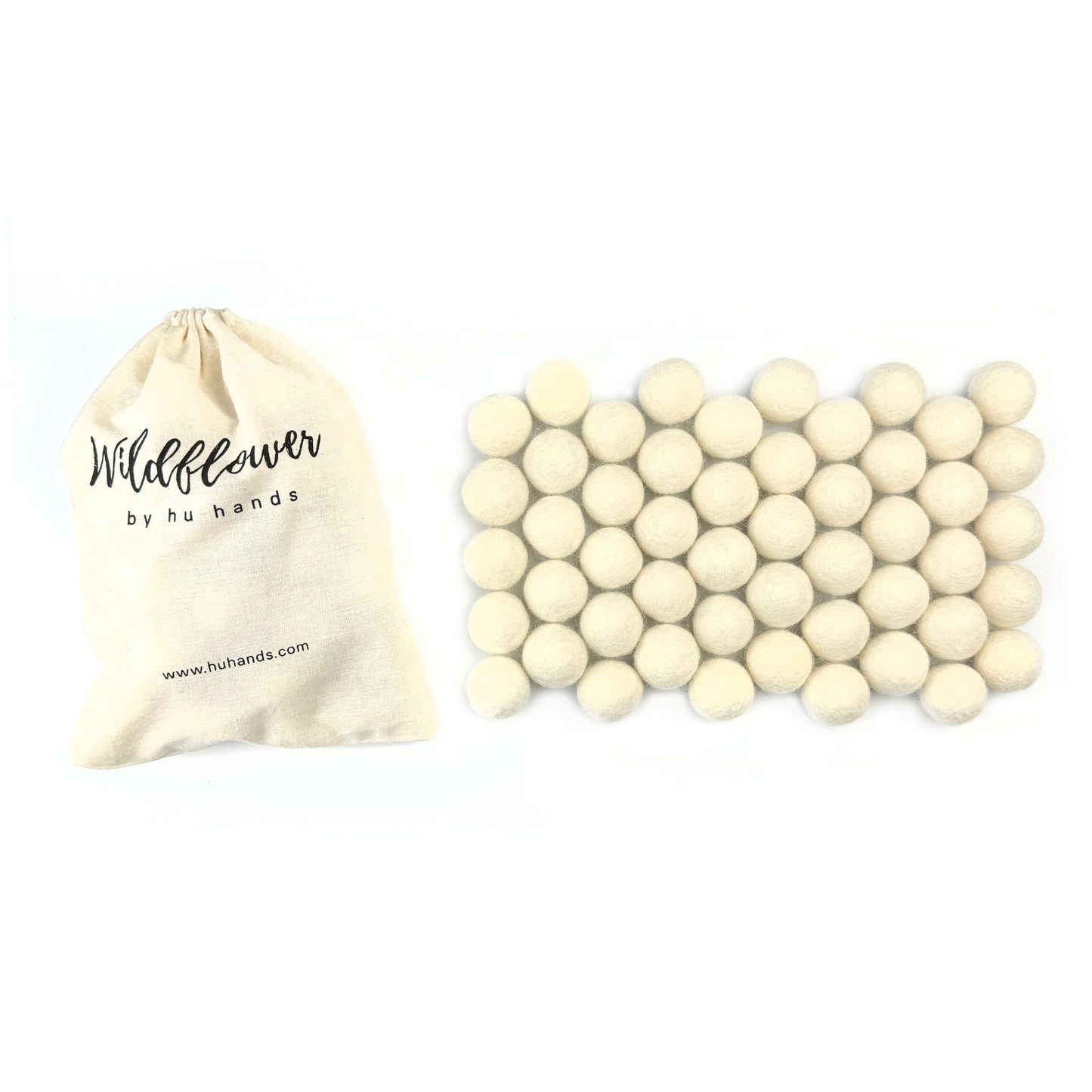 All Natural White Wool Felt Balls for Crafts & Sensory Play (50 Pack)