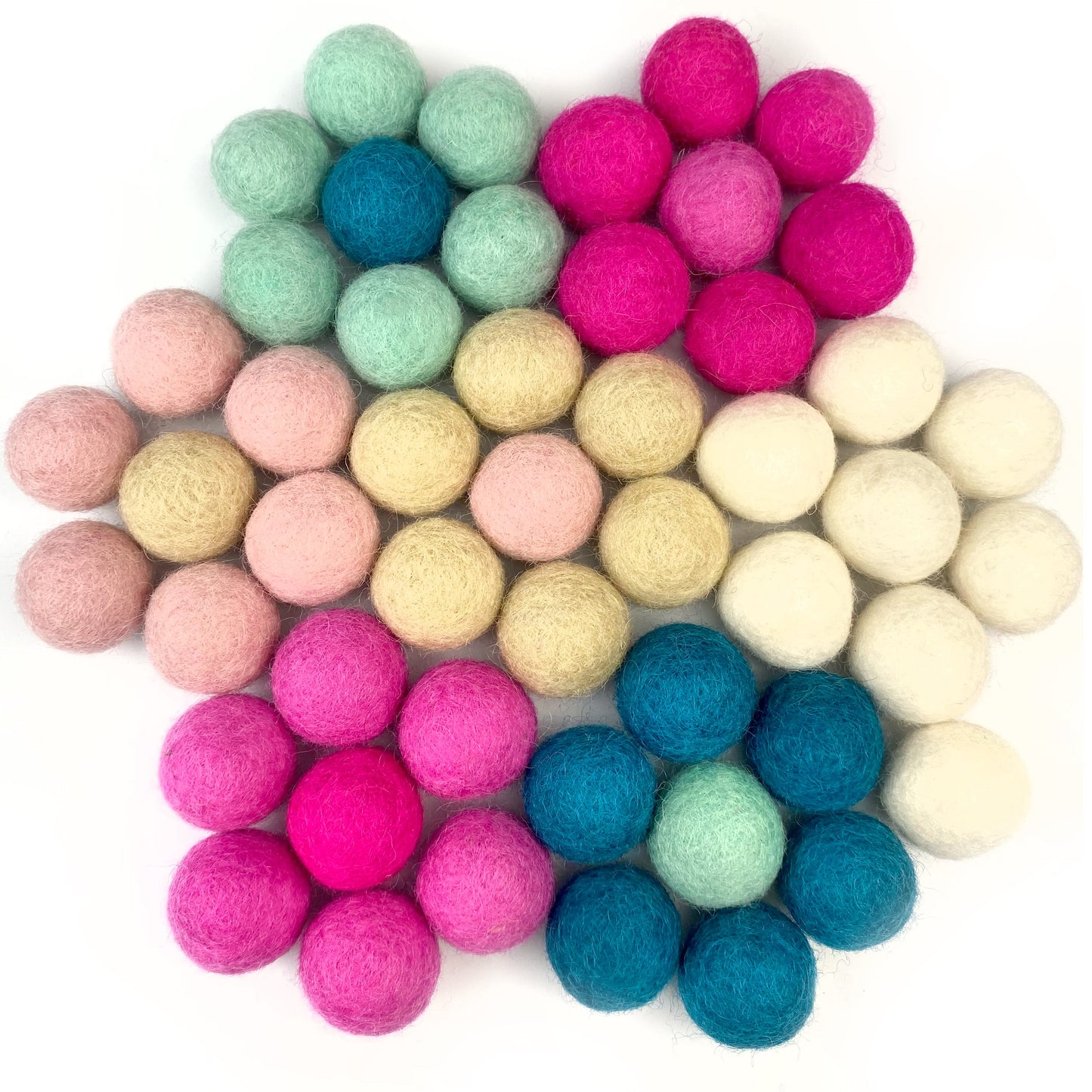 Cotton Candy Wool Felt Balls for Crafts & Sensory Play (50 Pack)