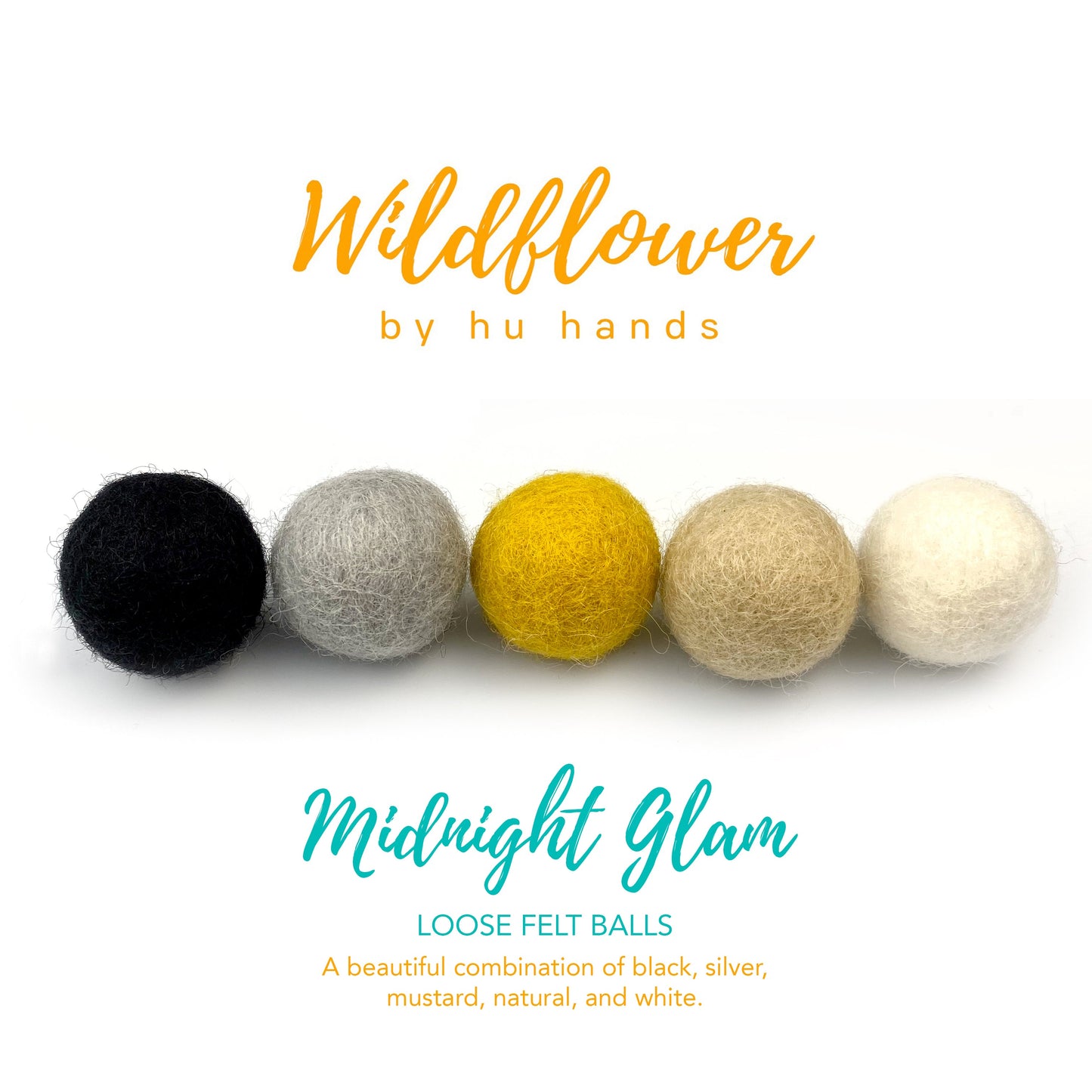 MidnightGlam Wool Felt Balls for Crafts & Sensory Play (50 Pack)