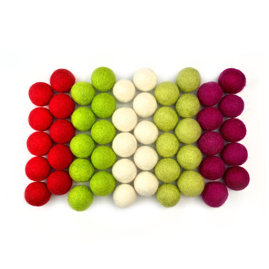 Holly Jolly Wool Felt Balls for Crafts & Sensory Play (50 Pack)