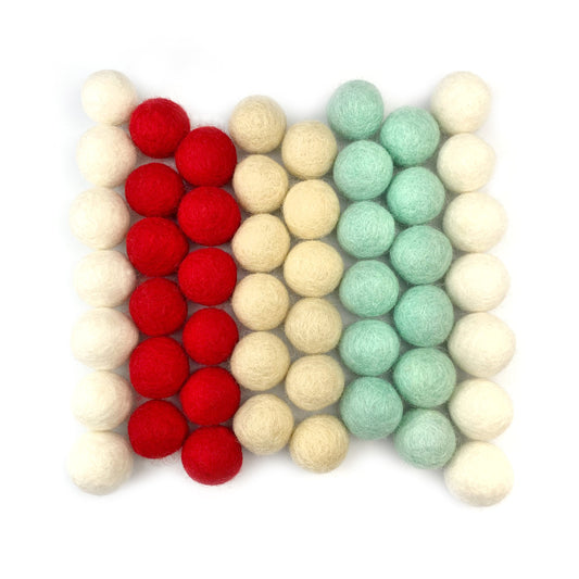 Christmas Cheer Wool Felt Balls for Crafts & Sensory Play (50 Pack)