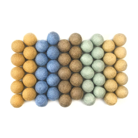 Coastal Farmhouse Wool Felt Balls for Crafts & Sensory Play (50 Pack)