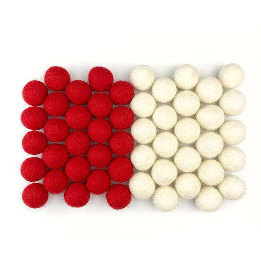 Candy Cane Wool Felt Balls for Crafts & Sensory Play (50 Pack)