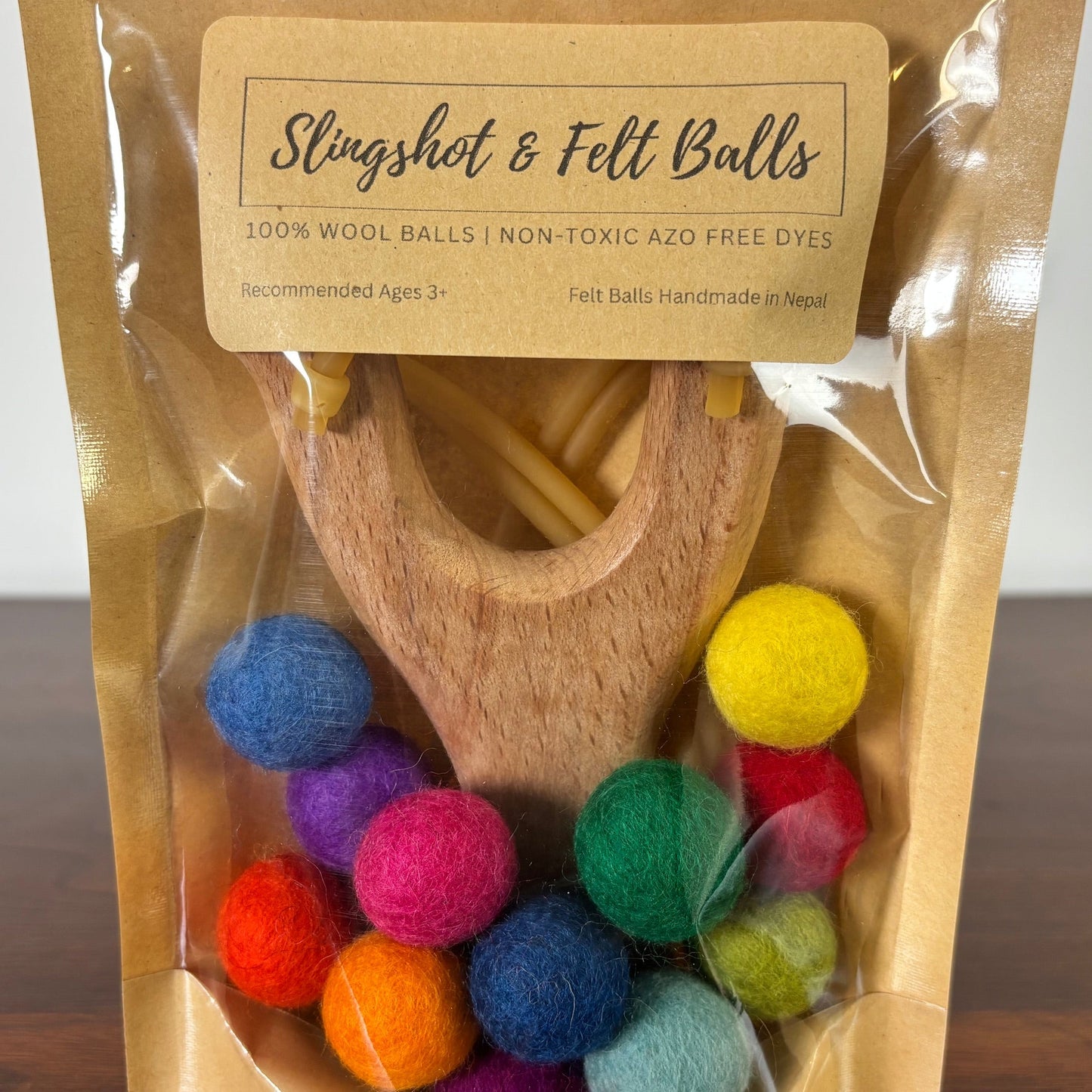 Wildflower Wooden Slingshot Set with 50 Wool Felt Balls