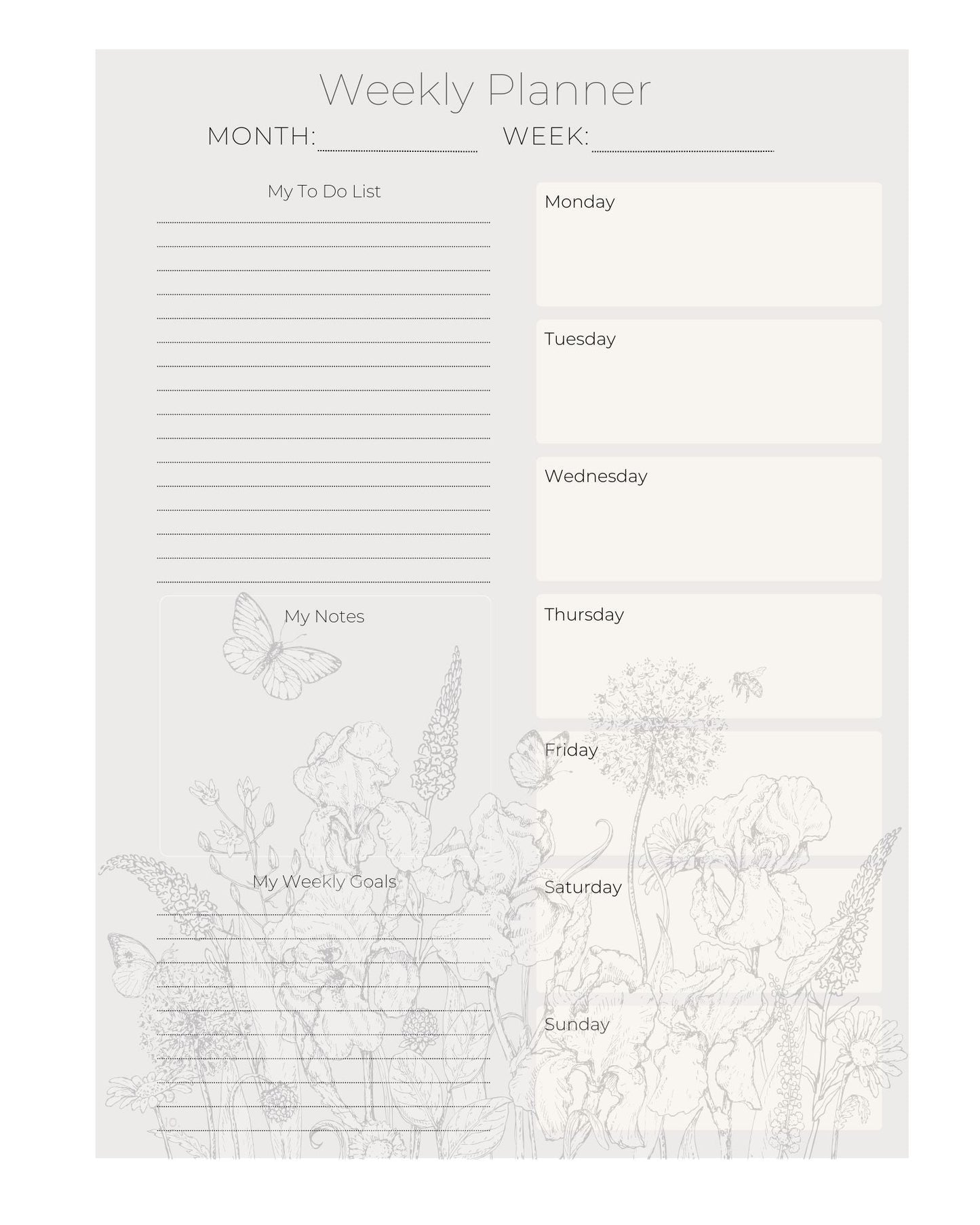 Monthly Planner and Journal with Fill  In Calendar: Art by Mona Anastas
