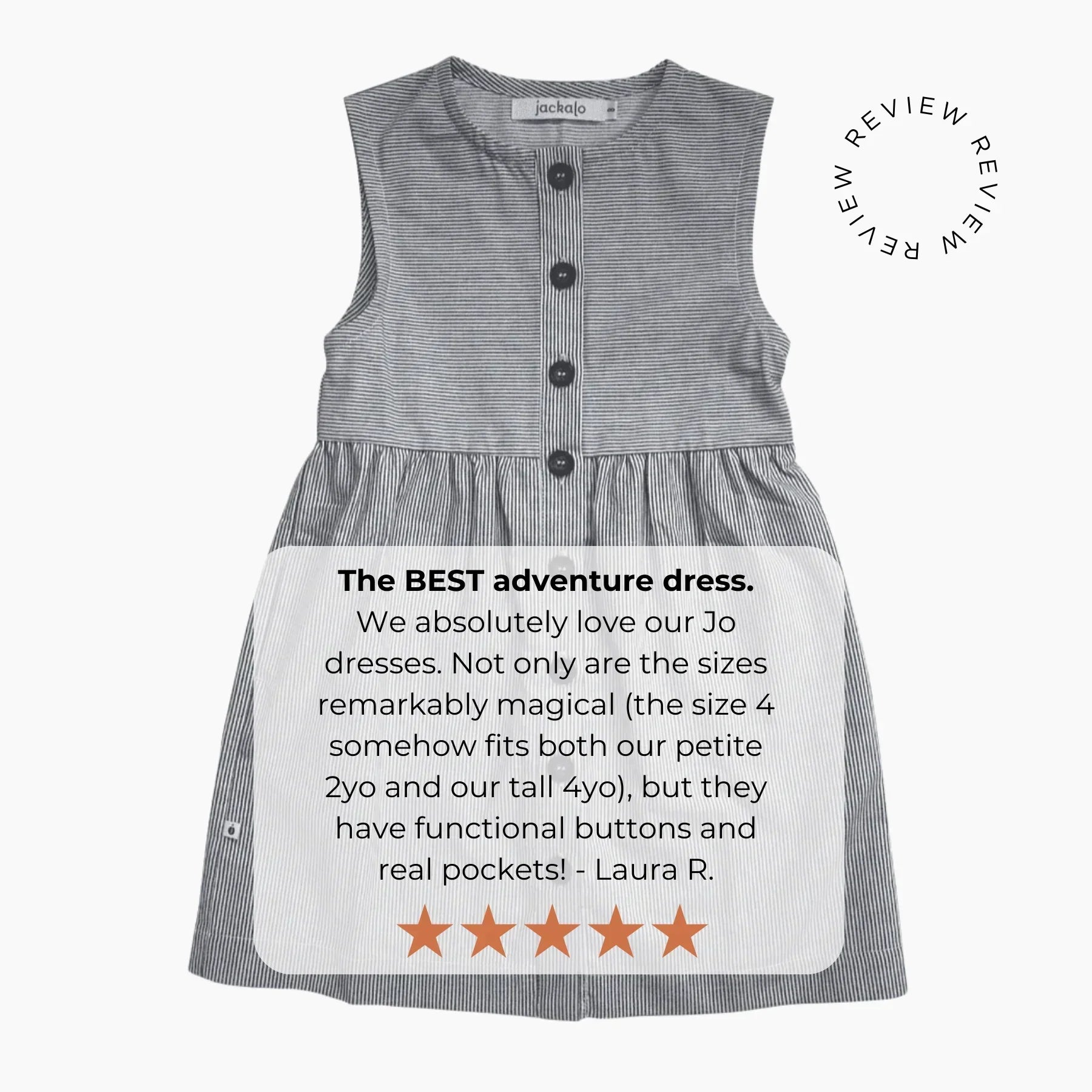 Gray checkered dress with text on a white background