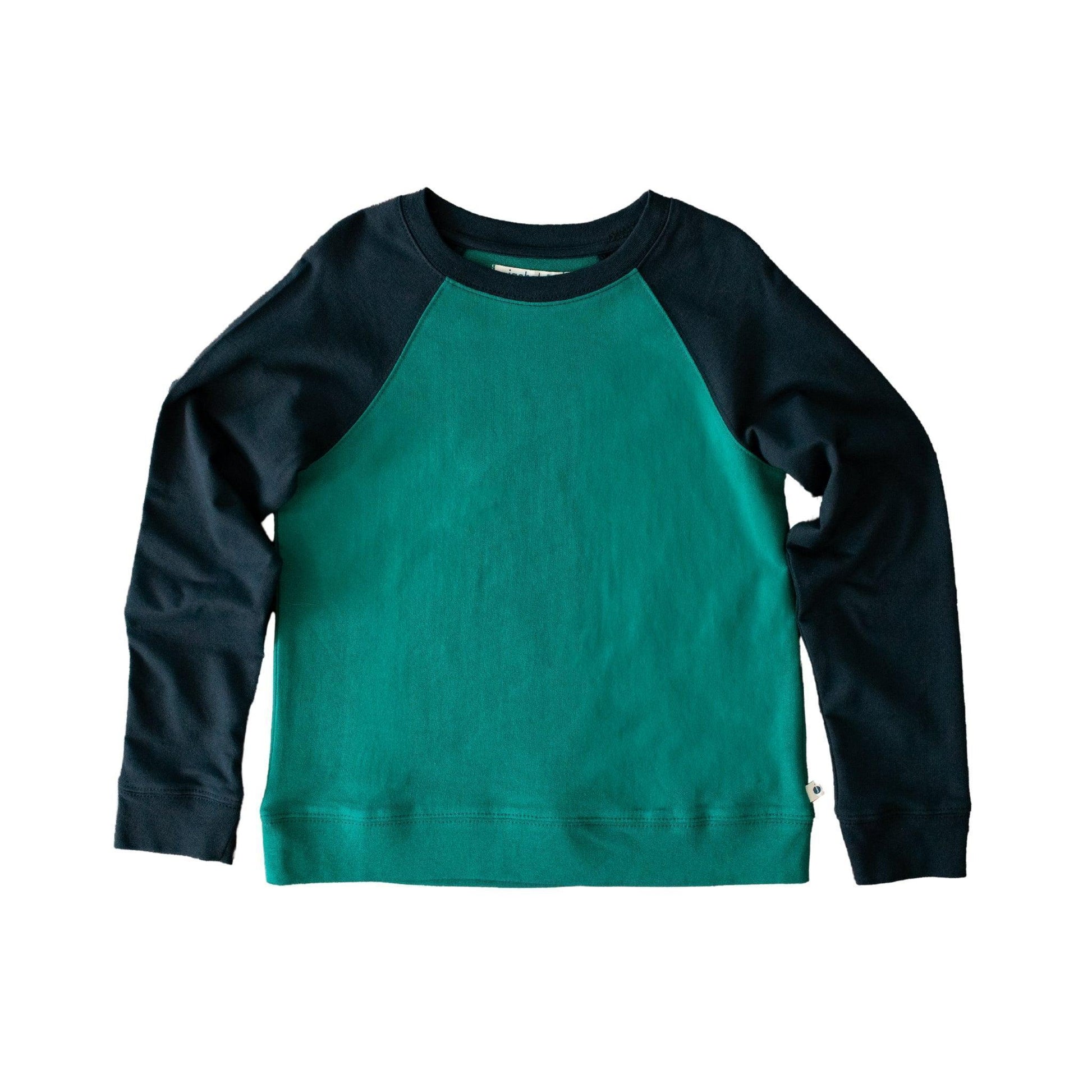 Green and black long-sleeve shirt on a white background