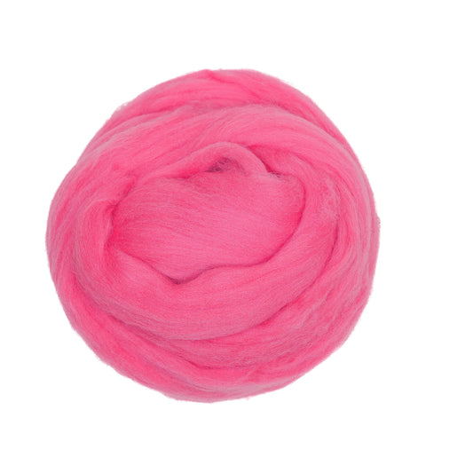 MERINO WOOL ROVING - HOT PINK