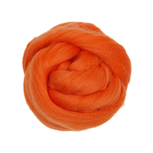 MERINO WOOL ROVING - PUMPKIN ORANGE