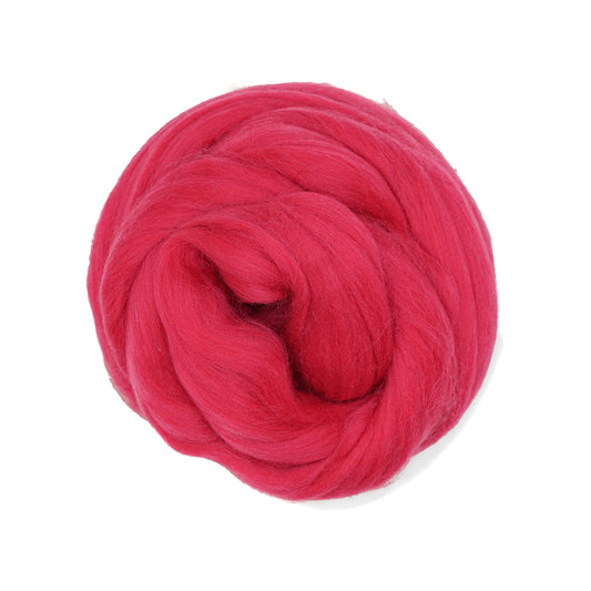 MERINO WOOL ROVING - RASPBERRY