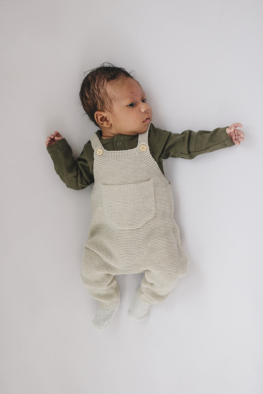 Olive Green Organic Snap Long Sleeve Ribbed Bodysuit