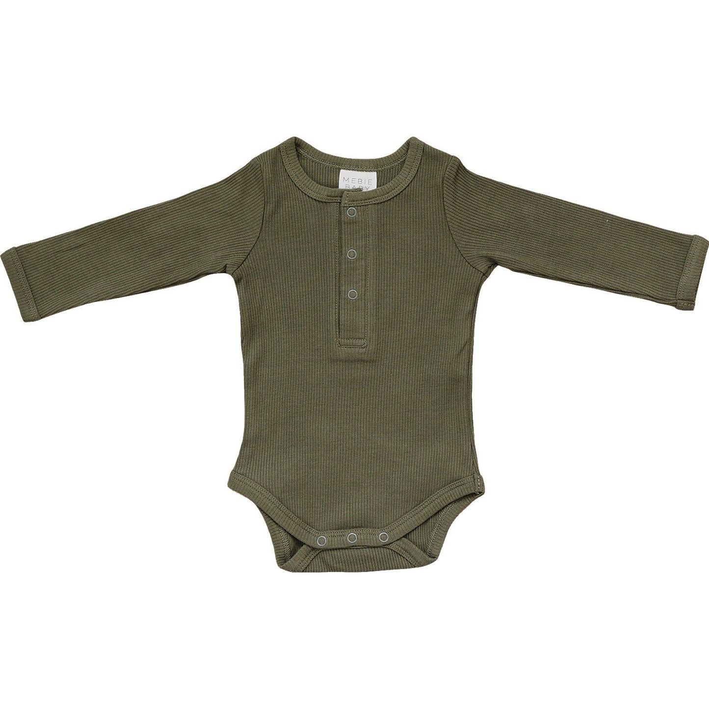 Olive Green Organic Snap Long Sleeve Ribbed Bodysuit