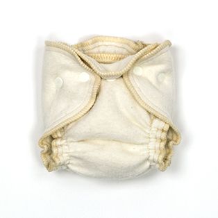 Beige baby diaper on a white background