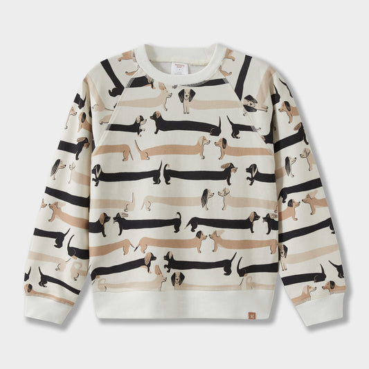 Sweatshirt with dachshund pattern on a white background