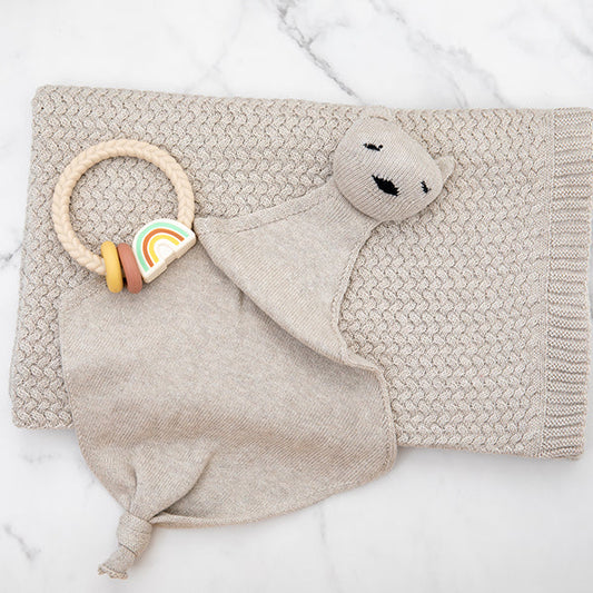 Criss Cross Organic Cotton Baby Blanket and Lovie Set
