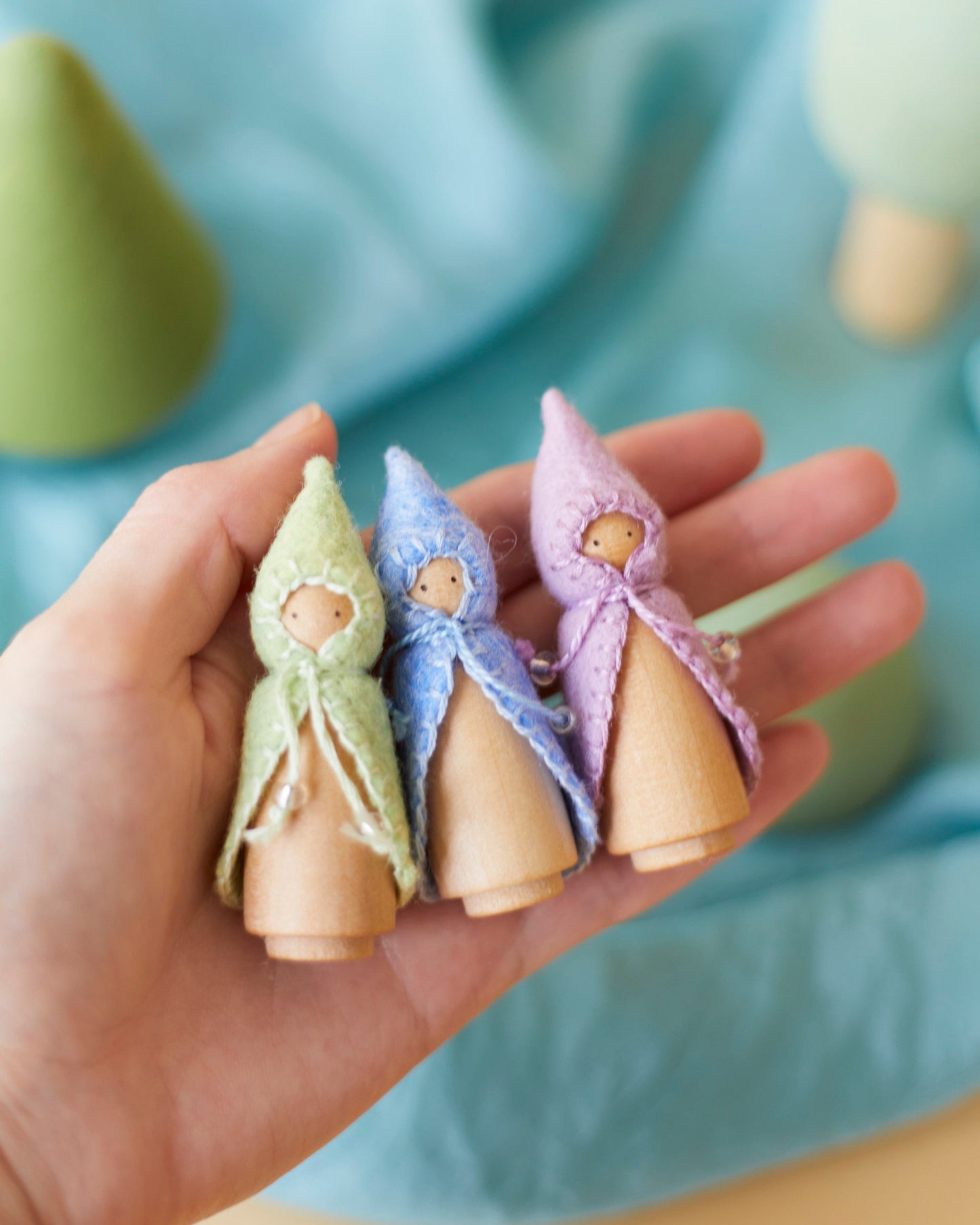 Mini Pastel Orange Wooden Gnome