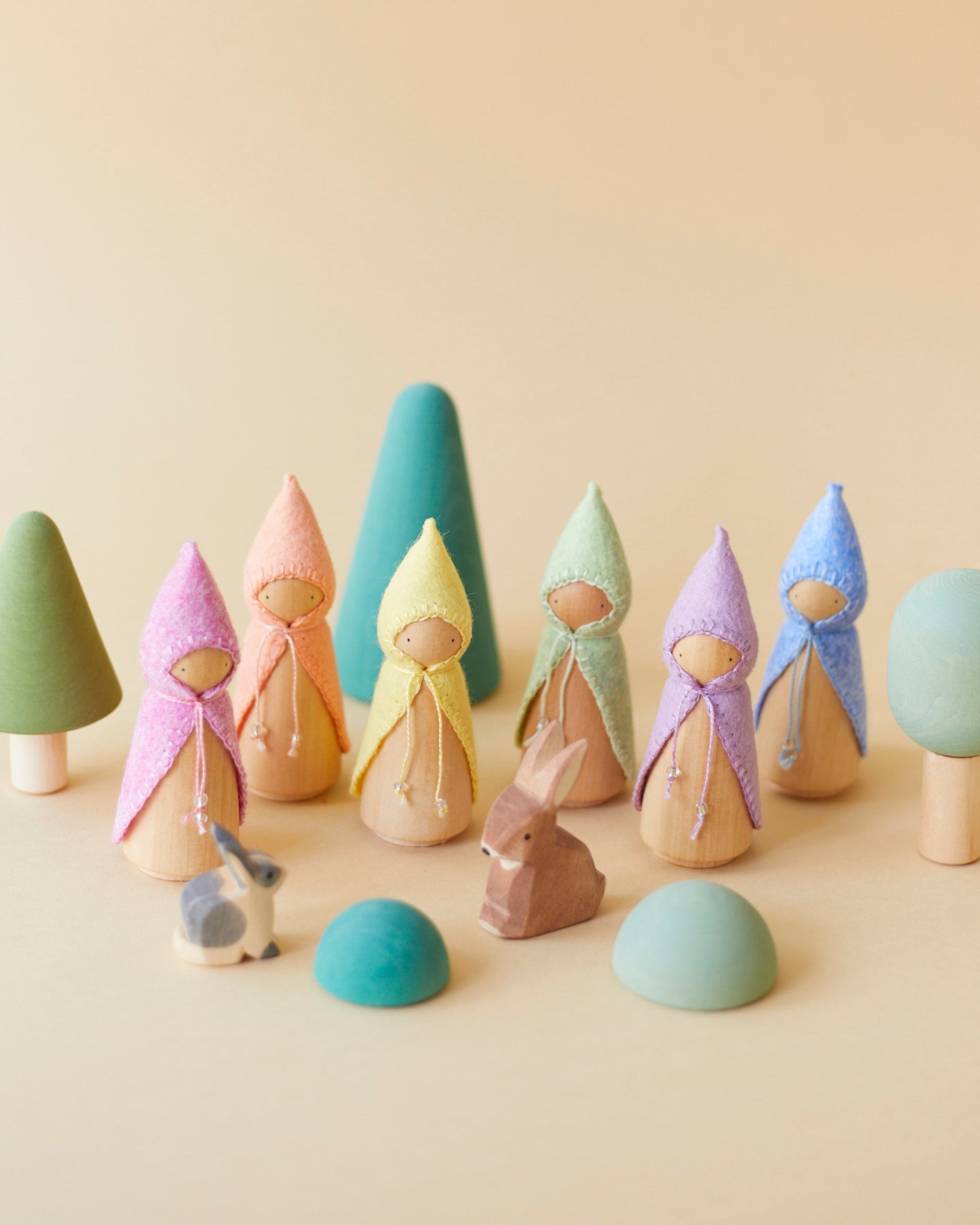 Pastel Blue Wooden Gnome