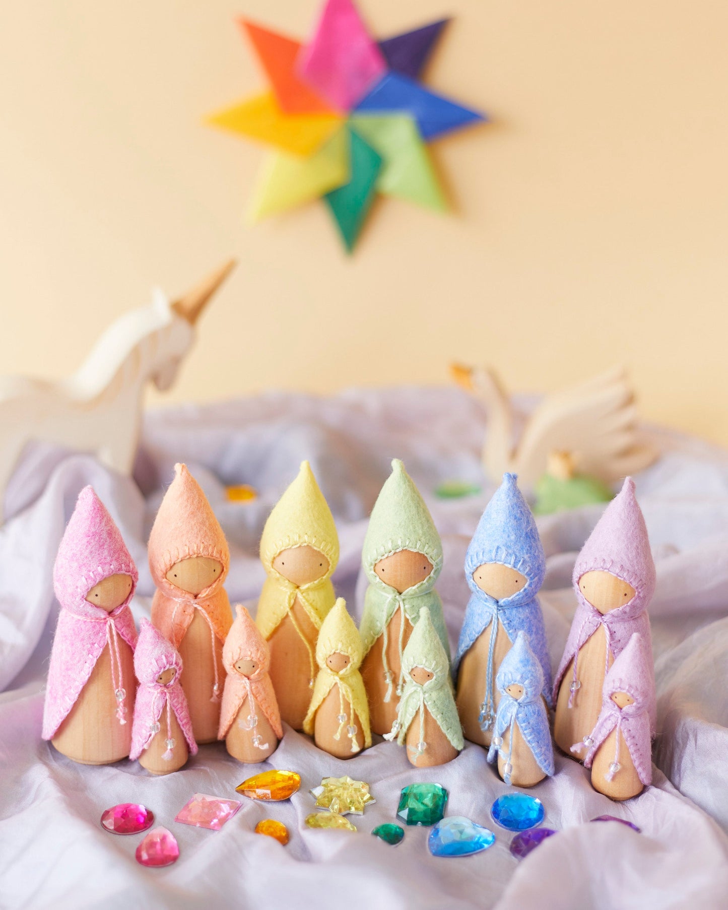Pastel Blue Wooden Gnome