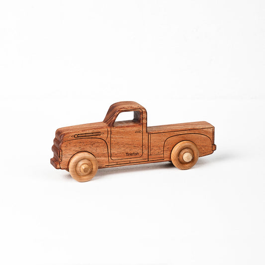 Montessori Educational Small n Wooden Pickup Truck for Toddlers 1–3 | Eco-Friendly Mahogany Wood Toy | Made in the USA 🇺🇸