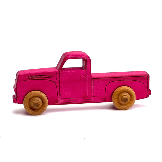 Montessori Educational Pink Wooden Pickup Truck for Toddlers 1–3 | Eco-Friendly Maple Wood Toy | Made in the USA 🇺🇸