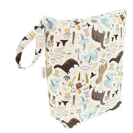 Patterned baby bib with animal design on a white background