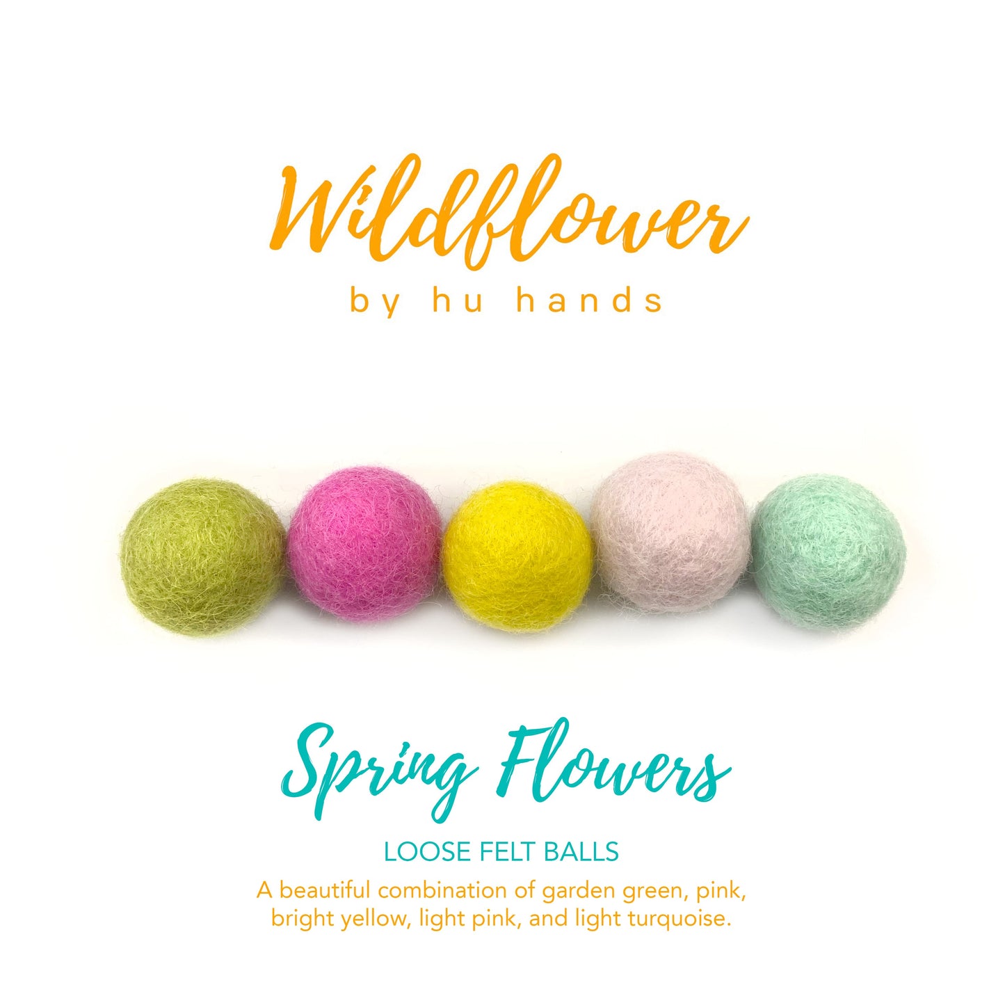 Spring Flowers Wool Felt Balls for Crafts & Sensory Play (50 Pack)