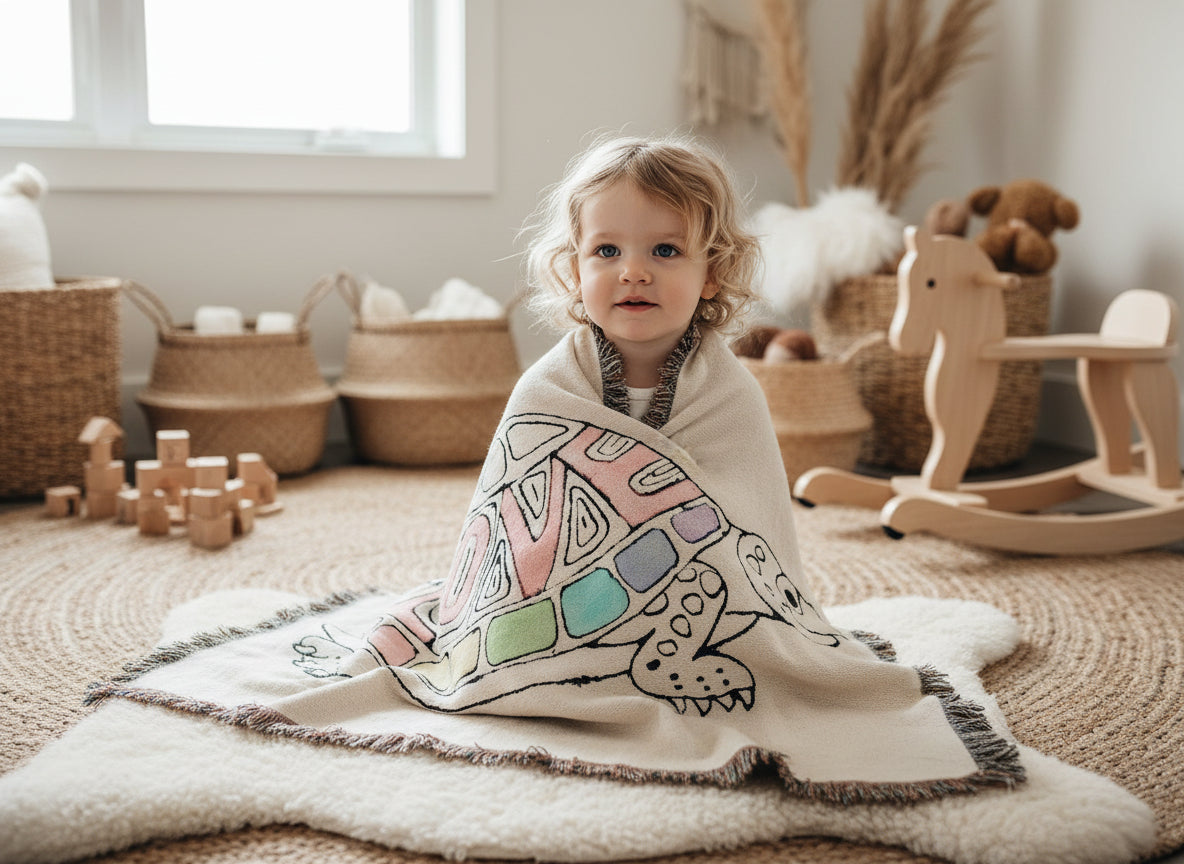 Love Turtle Woven Blanket