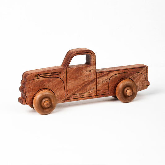 Montessori Educational Natural Wooden Pickup Truck for Toddlers 1–3 | Eco-Friendly Mahogany Wood Toy | Made in the USA 🇺🇸