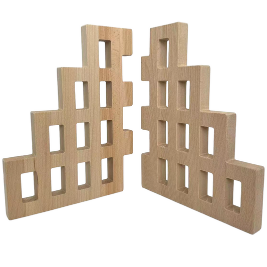 2-Piece Wooden Skyline Window Building Set – City Silhouette Blocks (Set Only)
