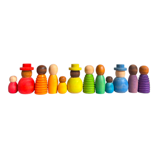 12 Pcs STAINED Wooden “Together” Peg Dolls Set