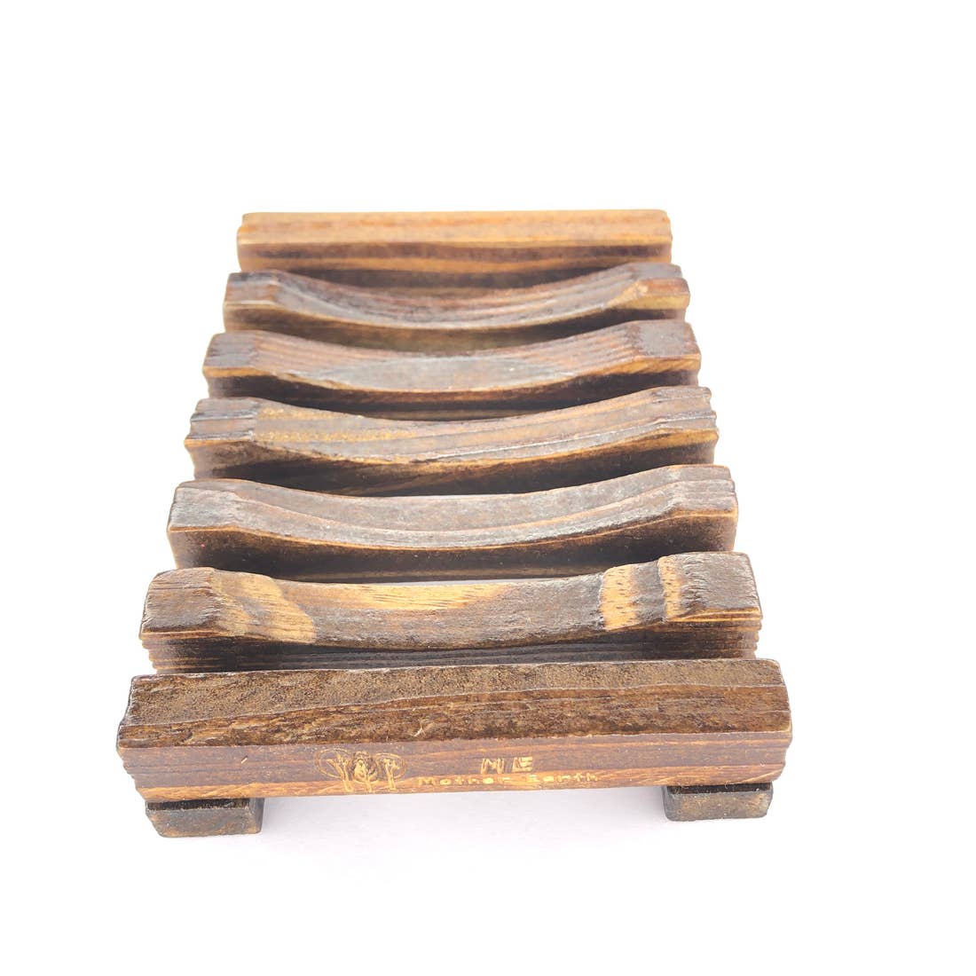 Wooden soap dish one a whit
e background