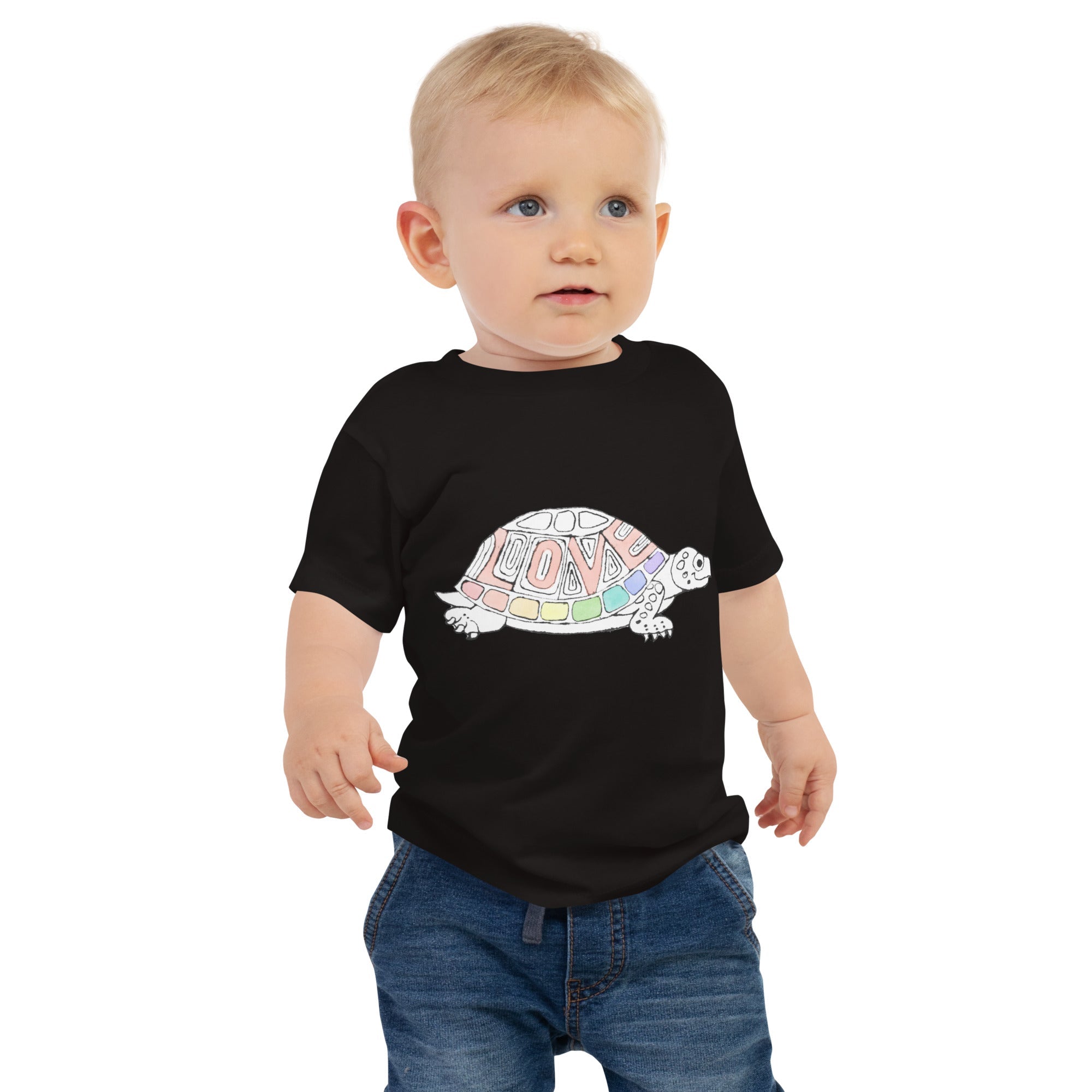 Two Owls Rainbow Love Turtle Baby Jersey Short Sleeve Tee