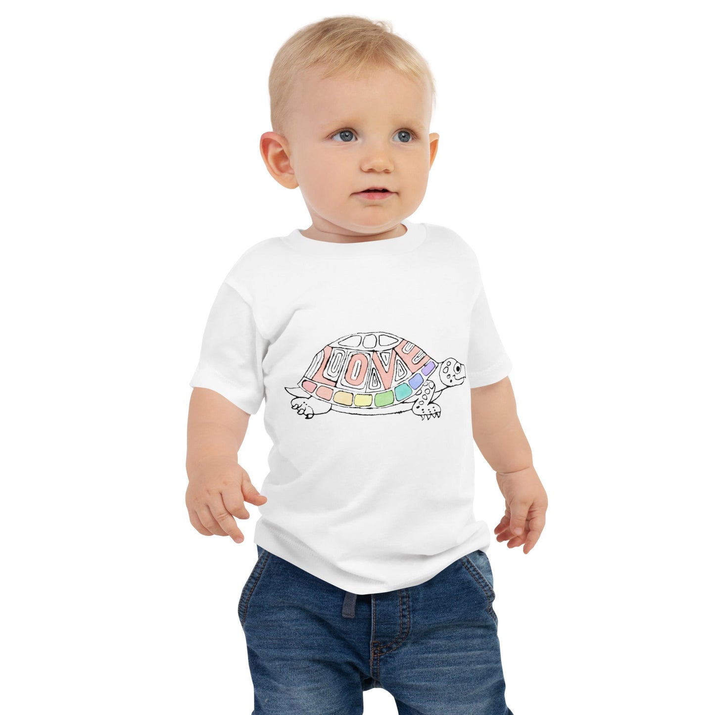 Two Owls Rainbow Love Turtle Baby Jersey Short Sleeve Tee