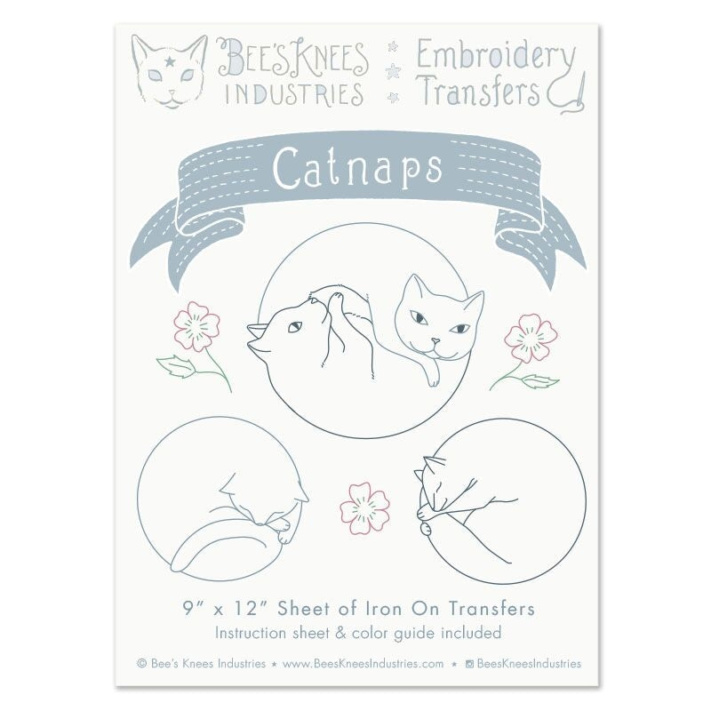 Cat Nap Embroidery Transfer