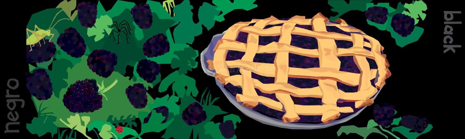 Blueberry pie on a plate with blueberries and green leaves in the background