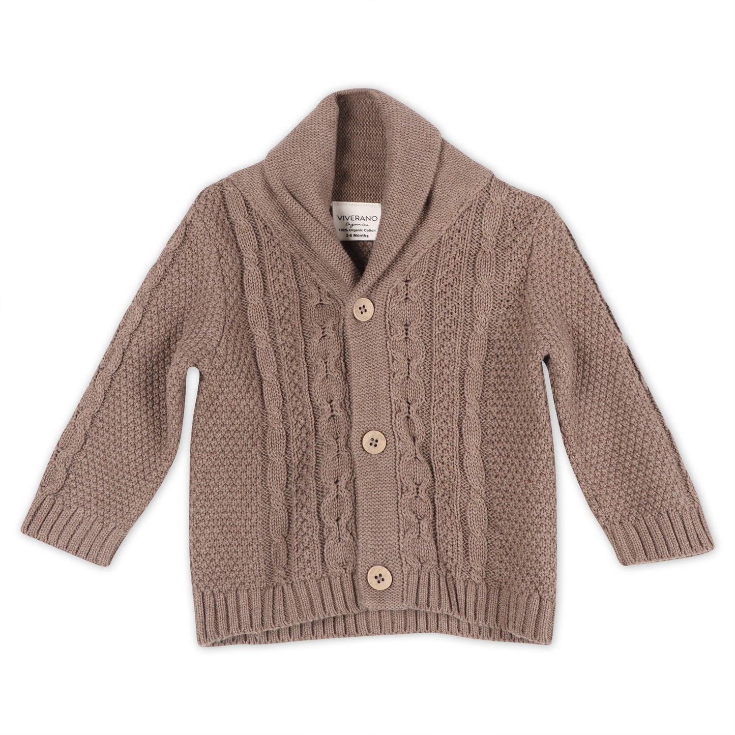 Organic Cocoa Cable Knit Baby Cardigan