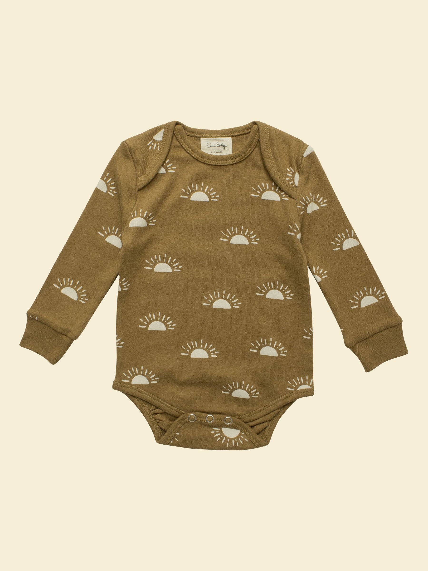 Organic sun long sleeve bodysuit flat lay