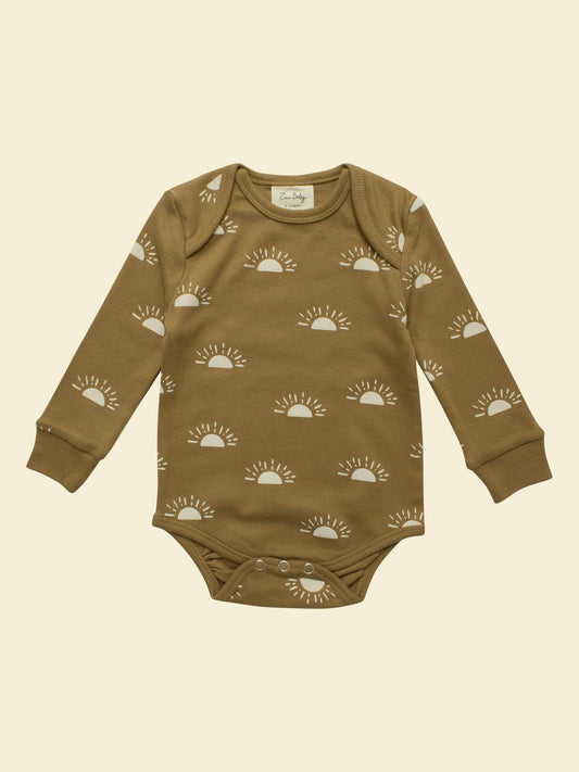 Organic sun long sleeve bodysuit flat lay