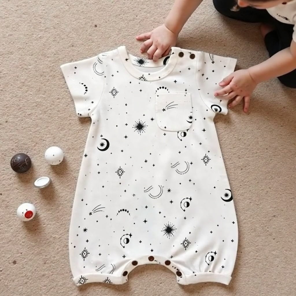 Celestial Organic Short Sleeve Baby Romper