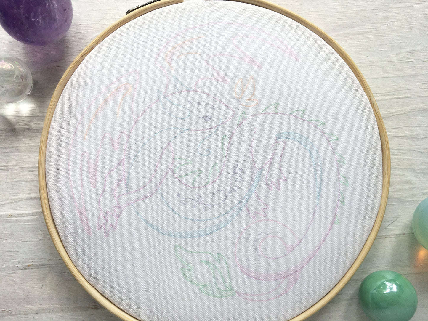 Pastel Dragon Full Kit Beginner Hand Embroidery DIY