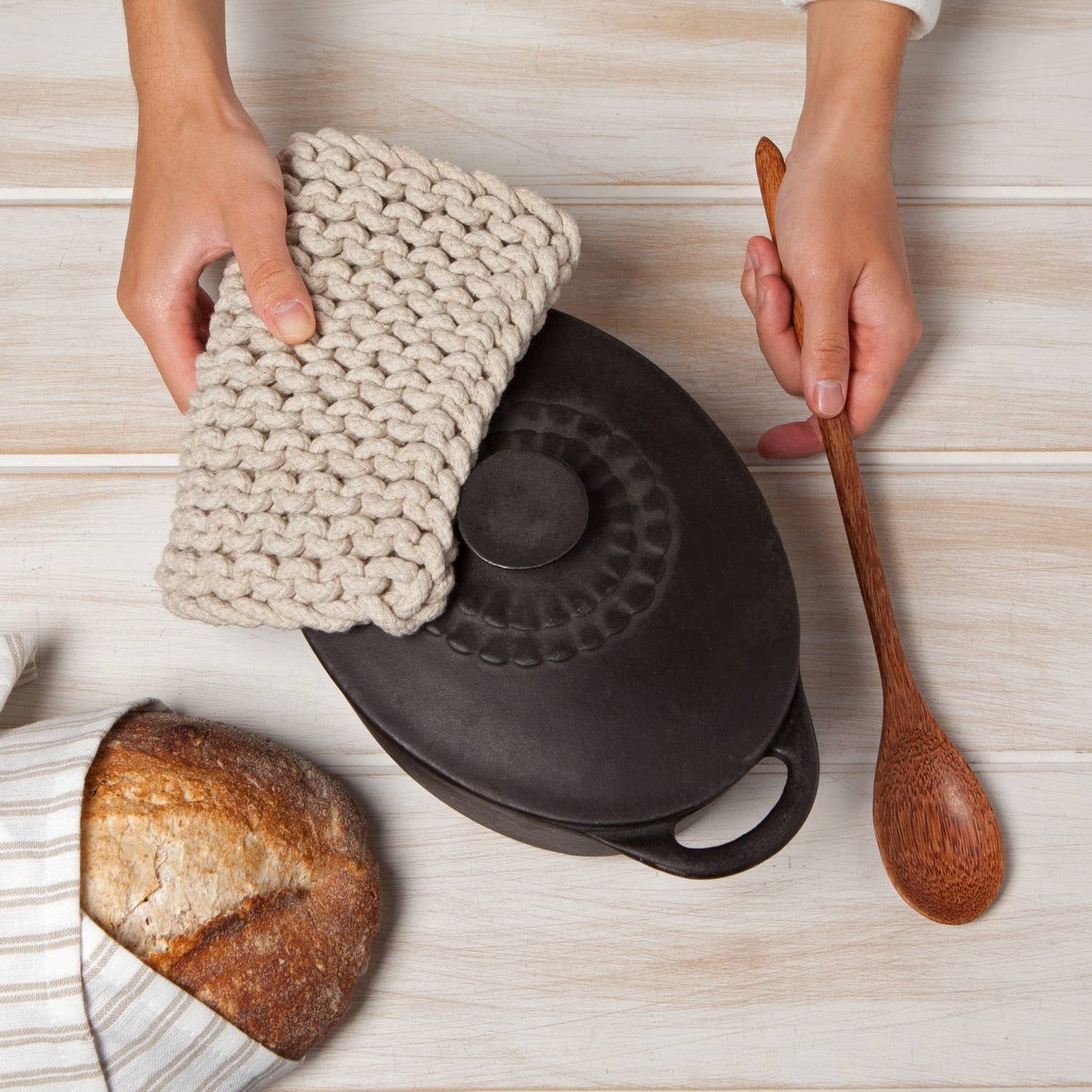 Danica Heirloom - Dove Gray Knit Potholder